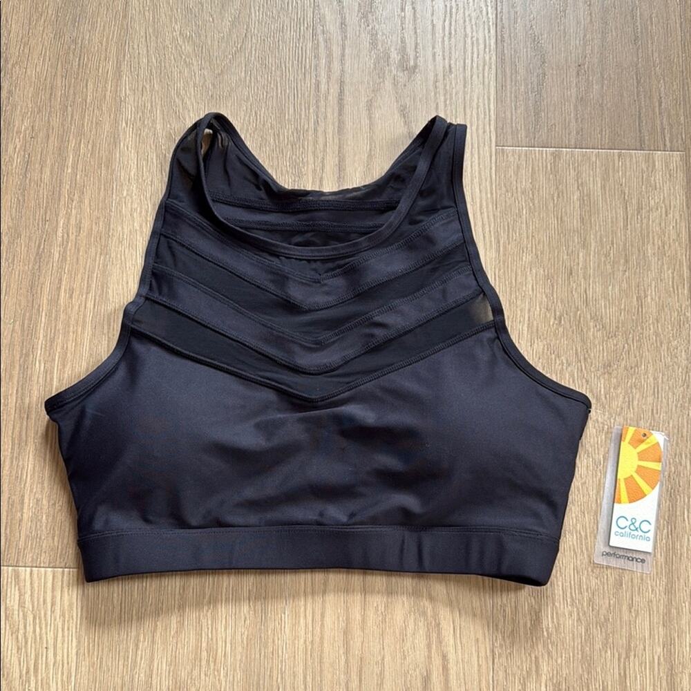 C&C California Black Sports Bra w/ Mesh Details Size XL NEW!